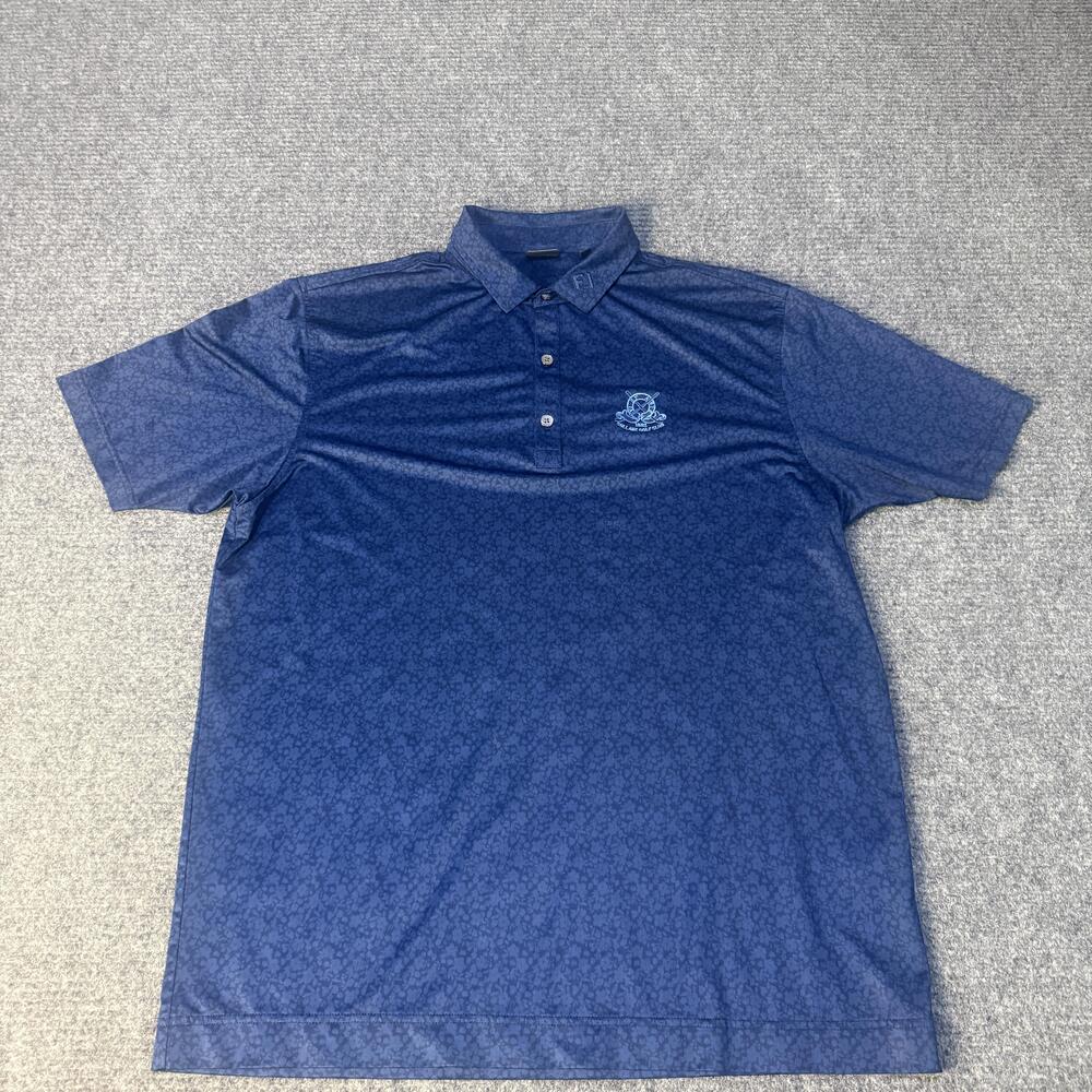 FootJoy Polo Shirt Mens 2XL Blue Floral Golf Embroidered Performance